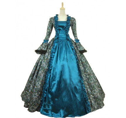 Victorian Lolita Georgian Reenactment Gothic Dress Emerald Floral